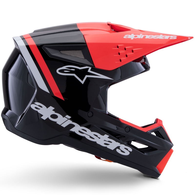 Cască motocross Alpinestars S-M3 Radium negru-fluo roșu-alb