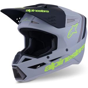 Cască motocross Alpinestars S-M3 Radium gri mat-galben fluo-negru