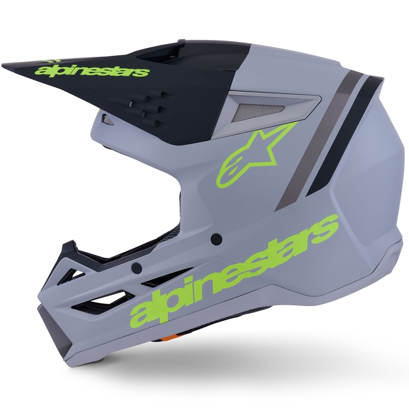 Cască motocross Alpinestars S-M3 Radium gri mat-galben fluo-negru