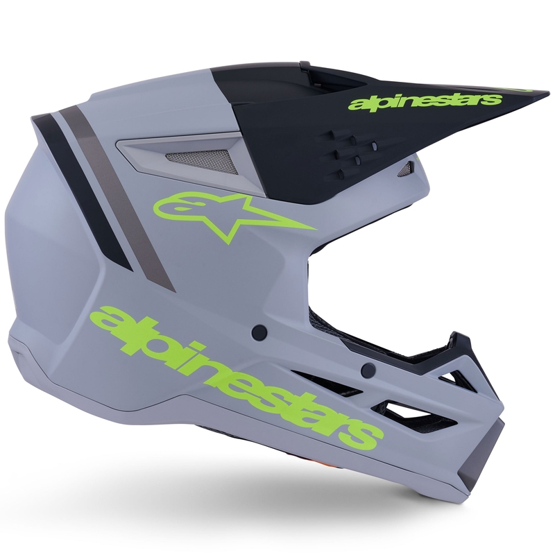 Cască motocross Alpinestars S-M3 Radium gri mat-galben fluo-negru