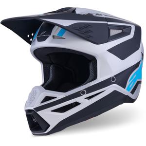 Cască motocross Alpinestars S-M3 Heat argintiu-albastru-negru mat