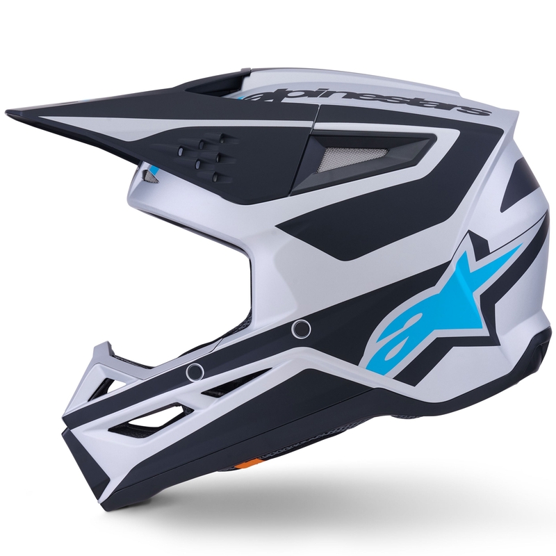 Cască motocross Alpinestars S-M3 Heat argintiu-albastru-negru mat