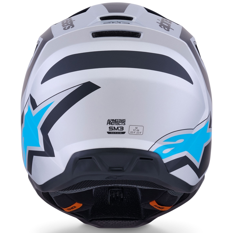 Cască motocross Alpinestars S-M3 Heat argintiu-albastru-negru mat