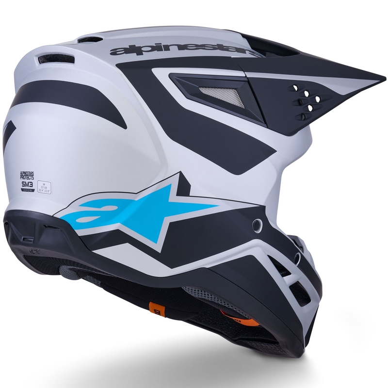 Cască motocross Alpinestars S-M3 Heat argintiu-albastru-negru mat