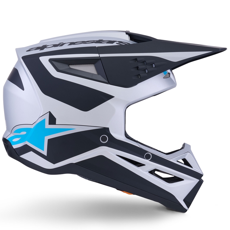 Cască motocross Alpinestars S-M3 Heat argintiu-albastru-negru mat