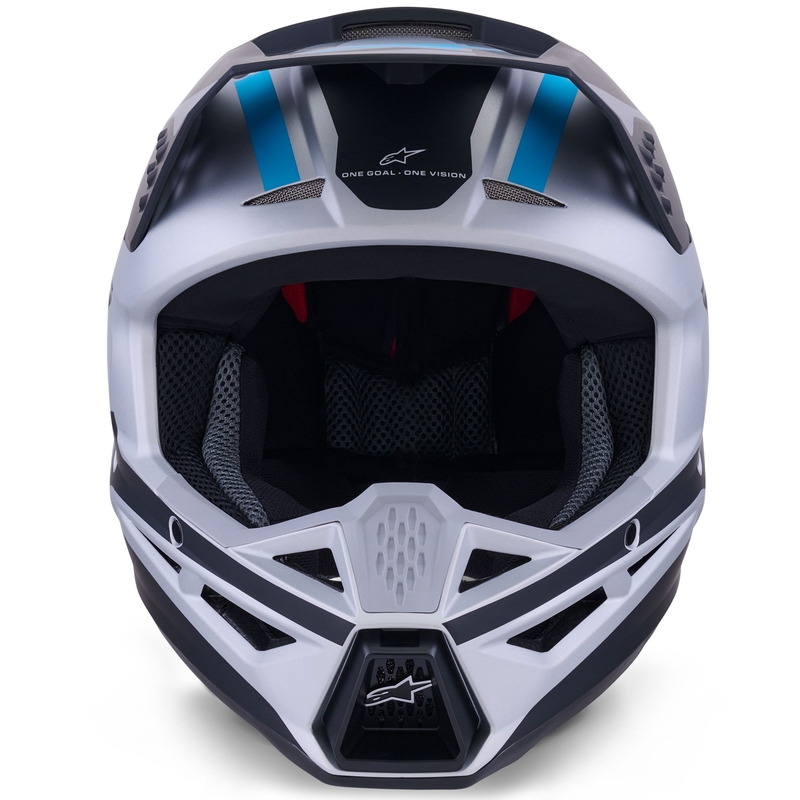 Cască motocross Alpinestars S-M3 Heat argintiu-albastru-negru mat