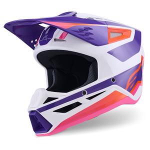 Cască motocross Alpinestars S-M3 Heat alb-violet-roz