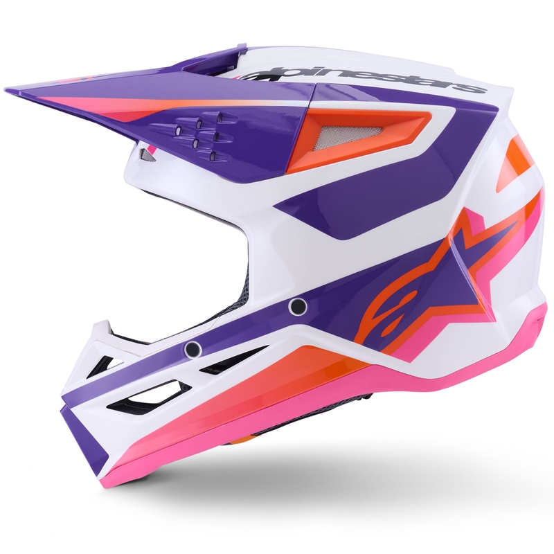 Cască motocross Alpinestars S-M3 Heat alb-violet-roz