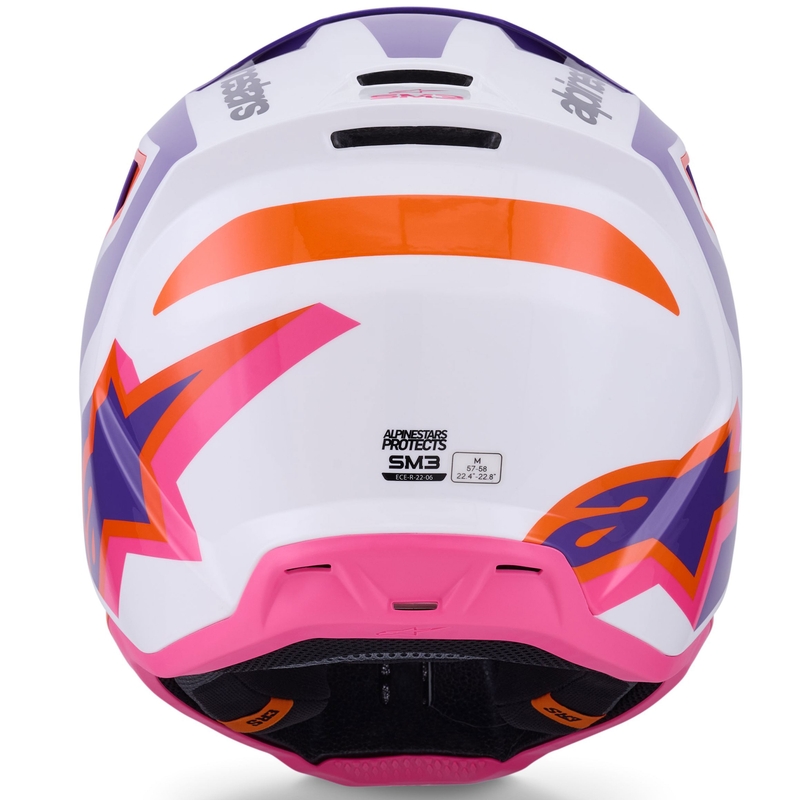 Cască motocross Alpinestars S-M3 Heat alb-violet-roz