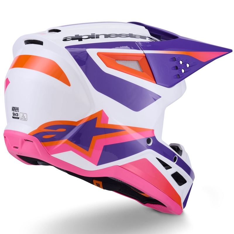 Cască motocross Alpinestars S-M3 Heat alb-violet-roz