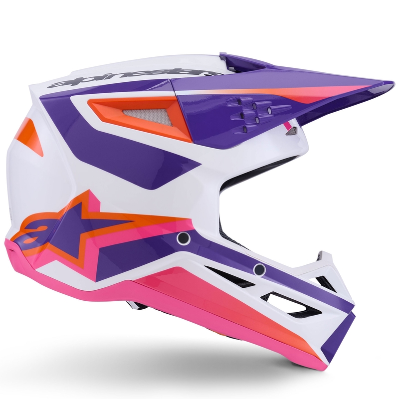 Cască motocross Alpinestars S-M3 Heat alb-violet-roz