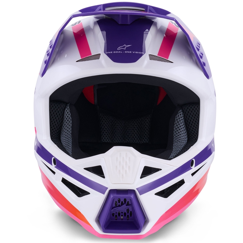 Cască motocross Alpinestars S-M3 Heat alb-violet-roz