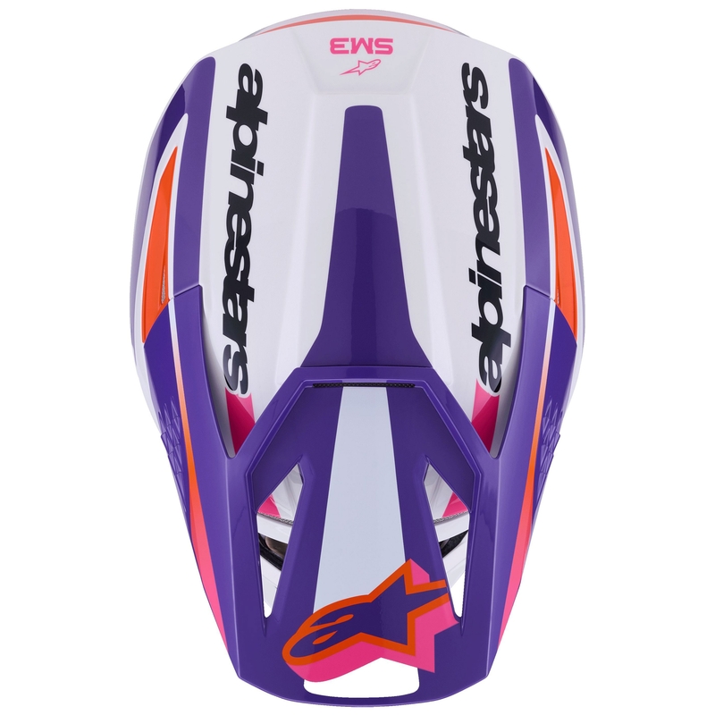 Cască motocross Alpinestars S-M3 Heat alb-violet-roz