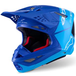 Cască motocross Alpinestars Supertech S-M10 Flood albastru perlat-albastru deschis-negru-carbon-mat-lucios