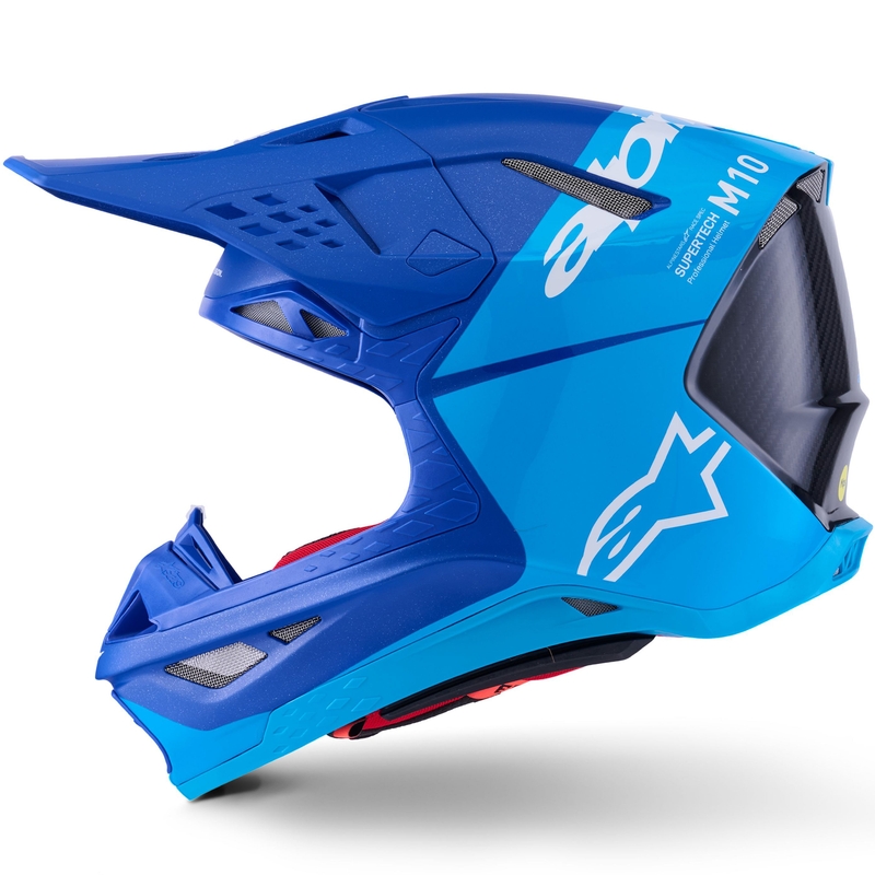 Cască motocross Alpinestars Supertech S-M10 Flood albastru perlat-albastru deschis-negru-carbon-mat-lucios
