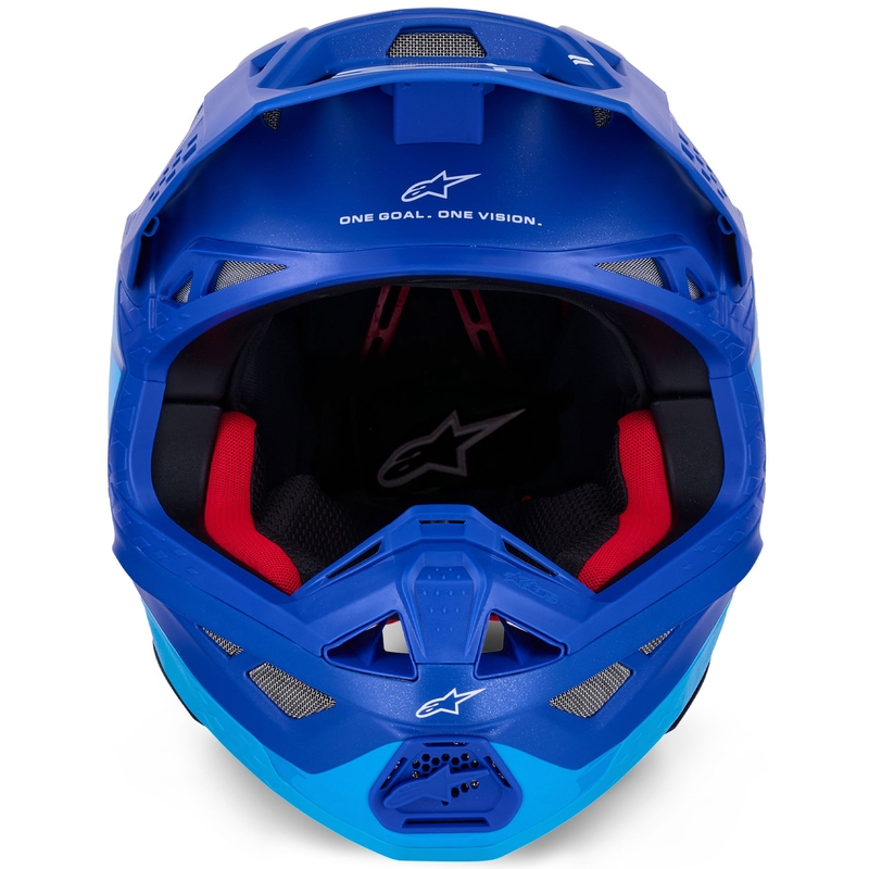 Cască motocross Alpinestars Supertech S-M10 Flood albastru perlat-albastru deschis-negru-carbon-mat-lucios
