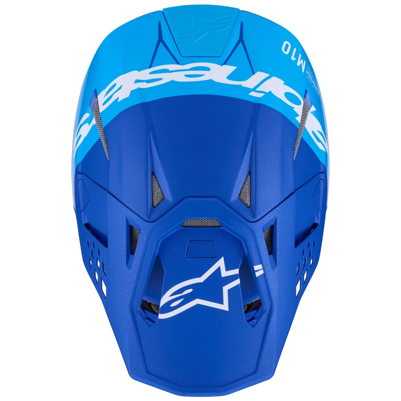 Cască motocross Alpinestars Supertech S-M10 Flood albastru perlat-albastru deschis-negru-carbon-mat-lucios