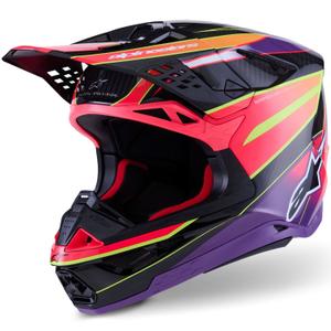 Cască motocross Alpinestars Supertech S-M10 Era Roz-Violet-Galben fluo