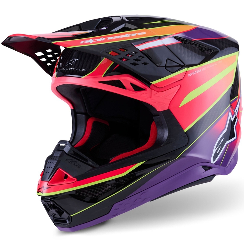 Cască motocross Alpinestars Supertech S-M10 Era Roz-Violet-Galben fluo