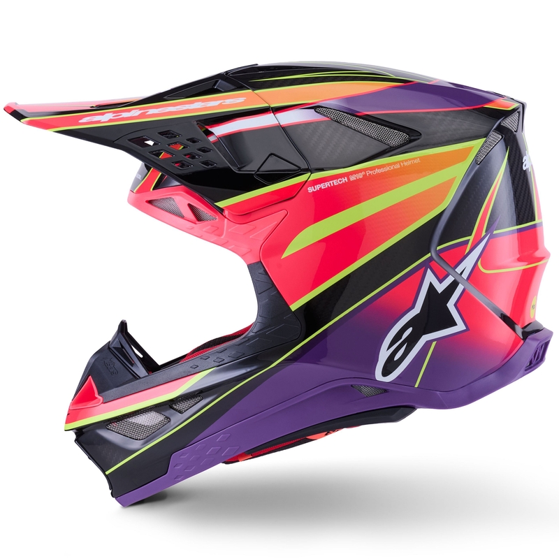 Cască motocross Alpinestars Supertech S-M10 Era Roz-Violet-Galben fluo