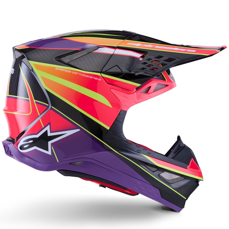 Cască motocross Alpinestars Supertech S-M10 Era Roz-Violet-Galben fluo