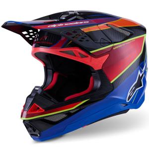 Cască motocross Alpinestars Supertech S-M10 Era albastru-roșu-galben fluo
