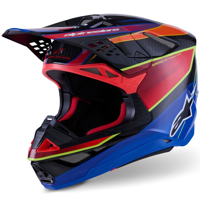 Cască motocross Alpinestars Supertech S-M10 Era albastru-roșu-galben fluo