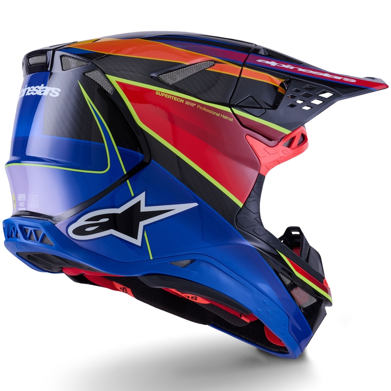 Cască motocross Alpinestars Supertech S-M10 Era albastru-roșu-galben fluo