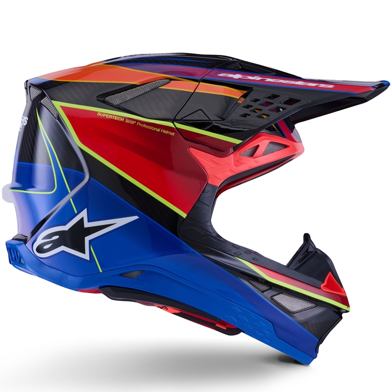 Cască motocross Alpinestars Supertech S-M10 Era albastru-roșu-galben fluo