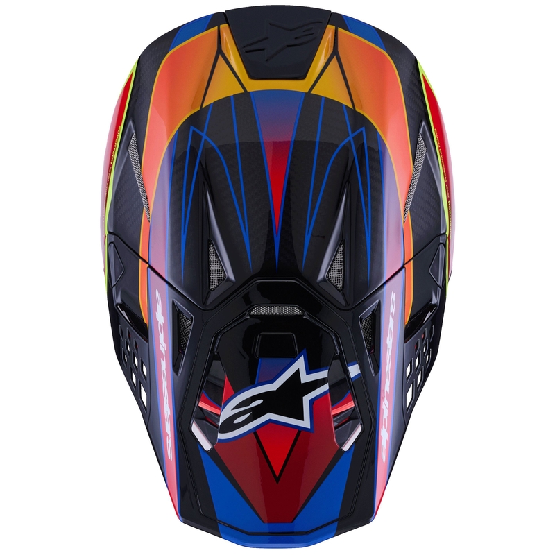 Cască motocross Alpinestars Supertech S-M10 Era albastru-roșu-galben fluo