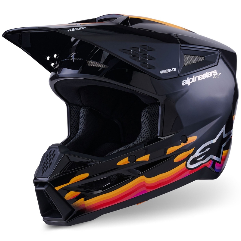 Cască motocross Alpinestars S-M3 Force negru-galben-roșu-alb
