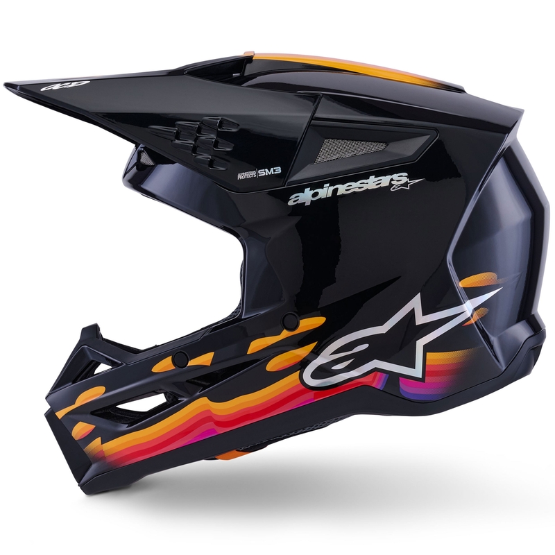 Cască motocross Alpinestars S-M3 Force negru-galben-roșu-alb