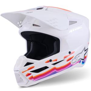 Cască motocross Alpinestars S-M3 Force alb-galben-roz-violet