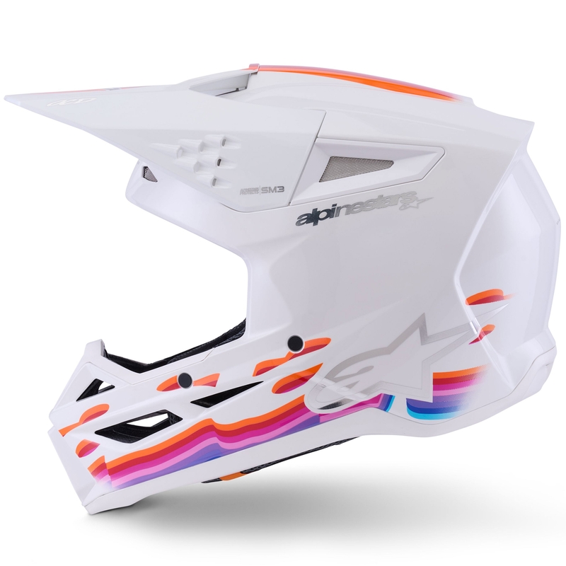 Cască motocross Alpinestars S-M3 Force alb-galben-roz-violet