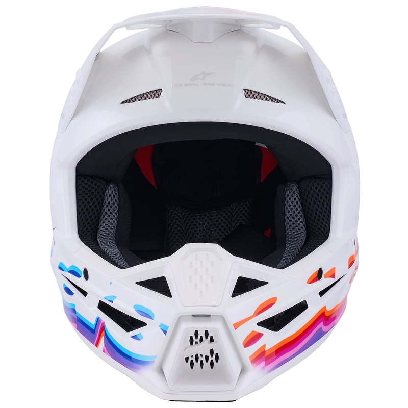 Cască motocross Alpinestars S-M3 Force alb-galben-roz-violet