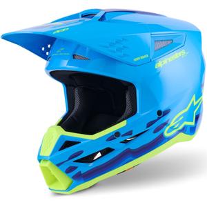 Cască motocross Alpinestars S-M3 Force albastru-galben fluo