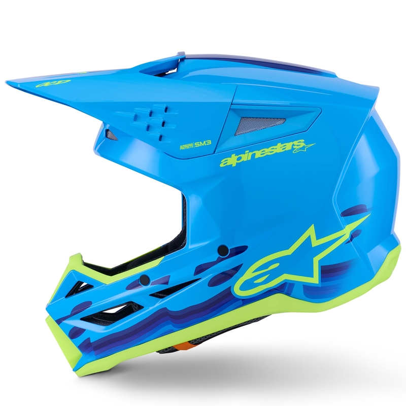 Cască motocross Alpinestars S-M3 Force albastru-galben fluo