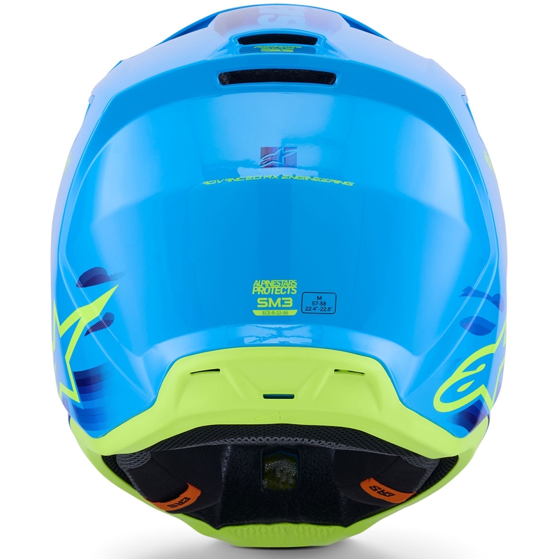 Cască motocross Alpinestars S-M3 Force albastru-galben fluo