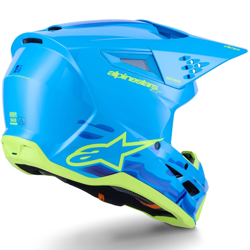 Cască motocross Alpinestars S-M3 Force albastru-galben fluo