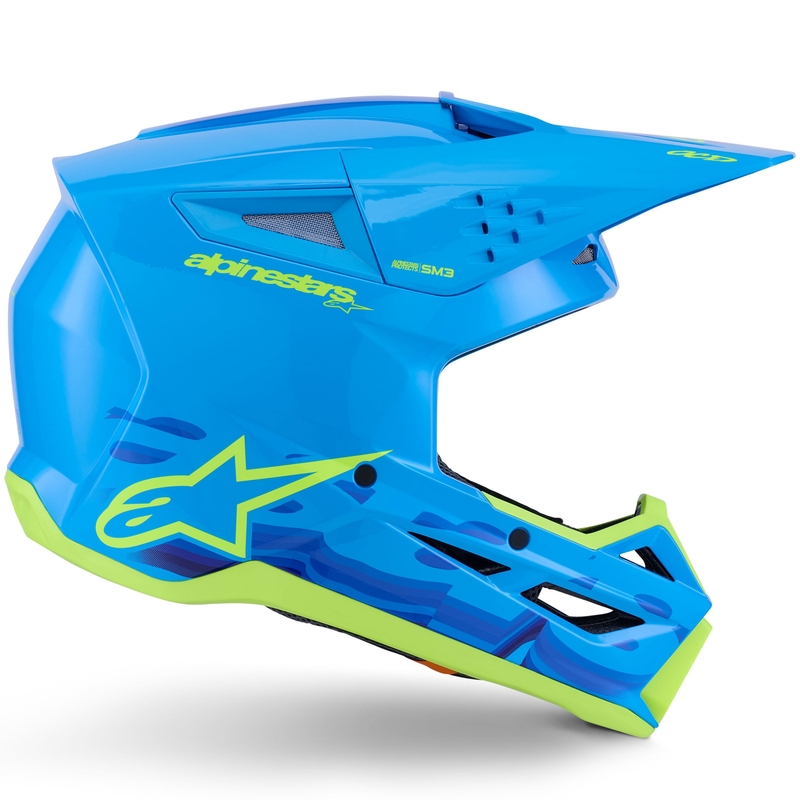Cască motocross Alpinestars S-M3 Force albastru-galben fluo