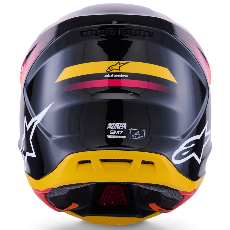 Cască motocross Alpinestars SM7 Rise negru-galben-roz fluo