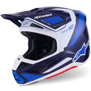 Cască motocross Alpinestars SM7 Rise albastru-alb