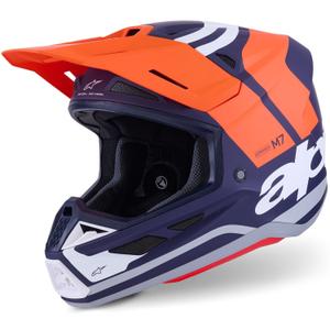 Cască motocross Alpinestars SM7 Core, mată, portocaliu-albastru-alb