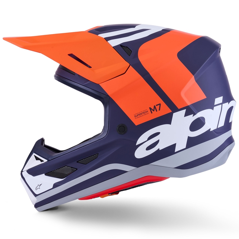 Cască motocross Alpinestars SM7 Core, mată, portocaliu-albastru-alb