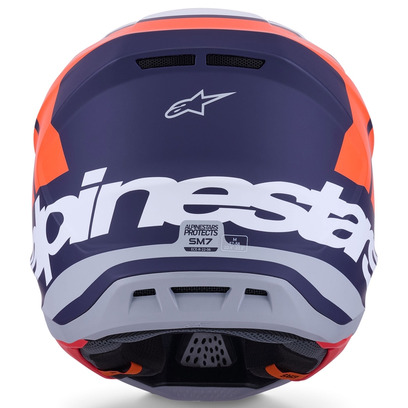Cască motocross Alpinestars SM7 Core, mată, portocaliu-albastru-alb
