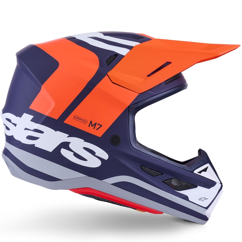 Cască motocross Alpinestars SM7 Core, mată, portocaliu-albastru-alb