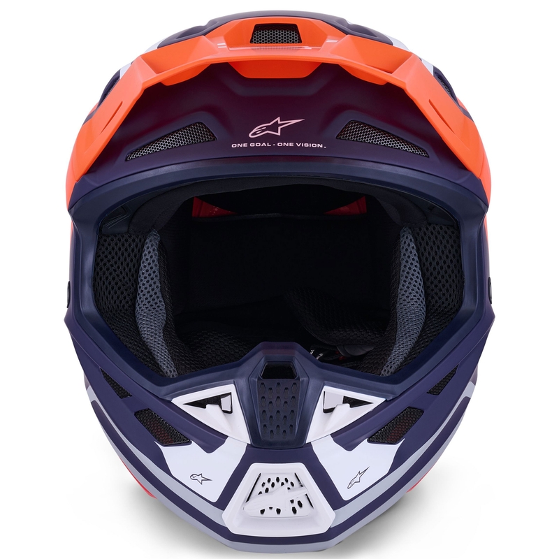 Cască motocross Alpinestars SM7 Core, mată, portocaliu-albastru-alb
