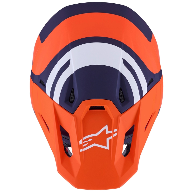 Cască motocross Alpinestars SM7 Core, mată, portocaliu-albastru-alb
