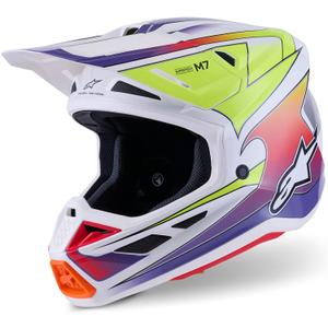 Cască motocross Alpinestars SM7 Fuse alb-fluo galben-violet