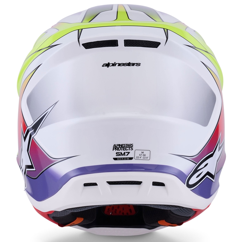 Cască motocross Alpinestars SM7 Fuse alb-fluo galben-violet